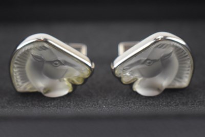 Lot 879 - LALIQUE; a pair of gentlemen's silver (925)...
