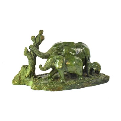 Lot 618 - PAUL K. GALLE; a carved malachite figure group...
