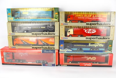 Lot 440 - CORGI; eight boxed Super Haulage trucks...