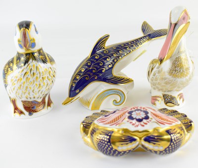 Lot 464 - ROYAL CROWN DERBY; four porcelain animal...