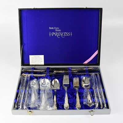 Lot 723 - A six-setting canteen of silver plated cutlery.