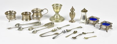 Lot 2444 - A matched hallmarked silver three piece cruet...