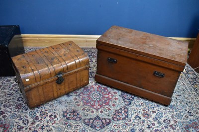 Lot 2400 - A stained pine blanket chest the hinged cover...