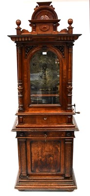 Lot 682A - A Victorian walnut cased freestanding penny-in-...