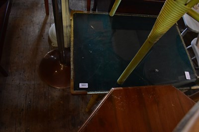 Lot 1031 - Two green wicker effect side tables, one with...