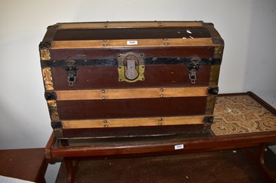 Lot 1038 - Two vintage metal bound dome topped travelling...