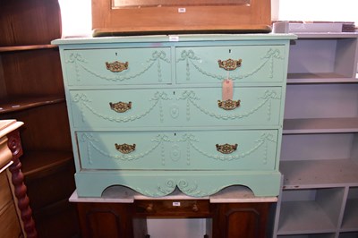 Lot 1059 - A green painted chest of two short over two...