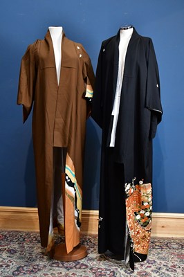 Lot 1041 - Two vintage Japanese cotton Kimonos, one black...