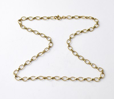 Lot 964 - A 9ct gold oval open link necklace