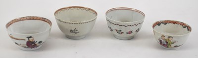 Lot 657 - Two Chinese porcelain tea bowls and two...