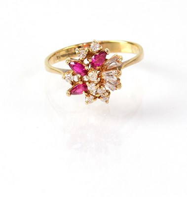 Lot 862 - A 9ct gold dress ring set with variously cut...