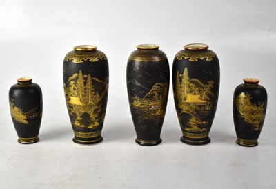 Lot 406 - A pair of Meiji period Satsuma baluster vases