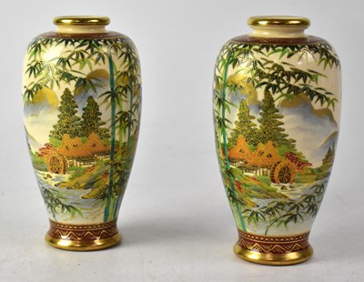 Lot 407 - A pair of early 20th century Satsuma baluster vases