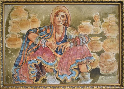 Lot 197 - JAYA RASTOGI WHEATON; oil and sand on canvas, '...