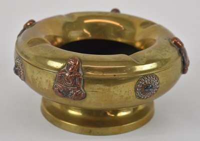 Lot 659 - A brass Chinese style ashtray, decorated with...