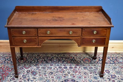 Lot 2505 - An Edwardian mahogany inlaid washstand with...