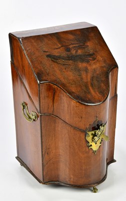 Lot 1359 - A Georgian mahogany knife box, height 37cm.