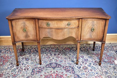 Lot 2638 - A reproduction inlaid mahogany serpentine...