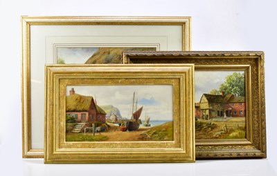 Lot 6188 - F.R.OFFER; two oil on boards, both of costal...