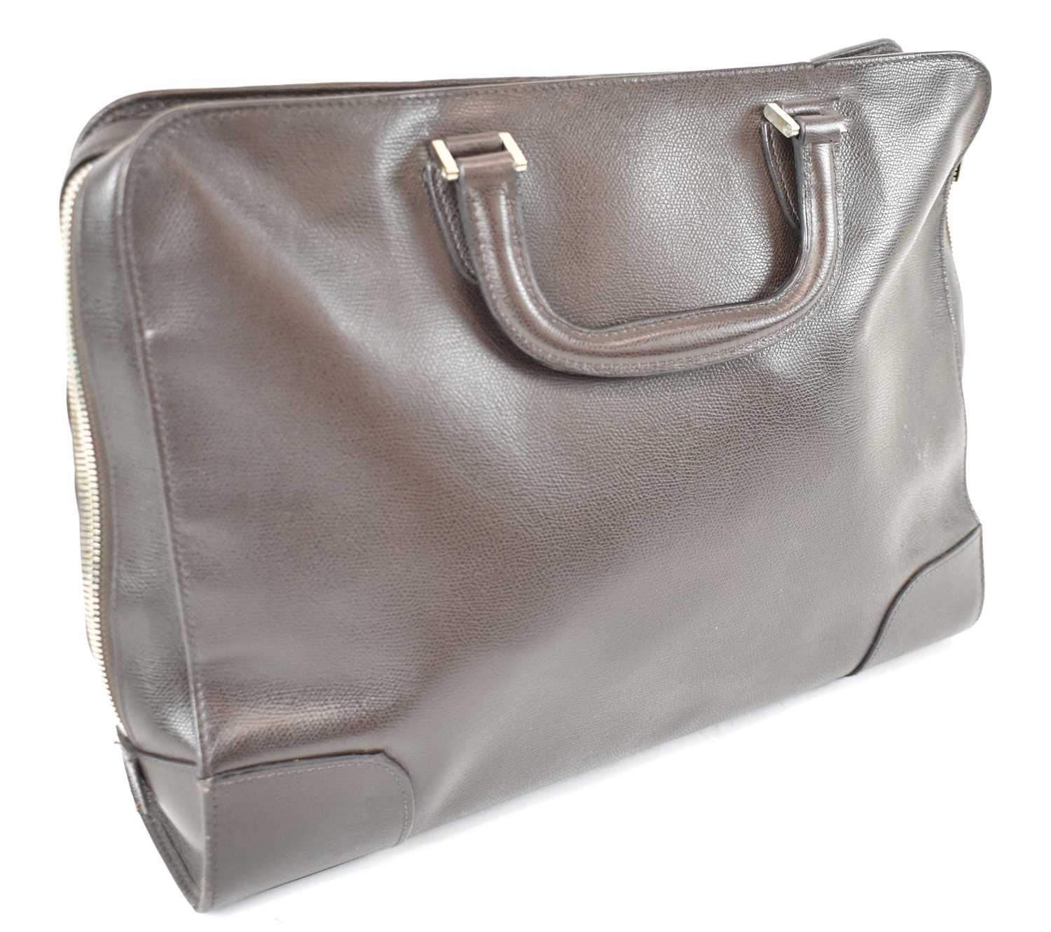 Lot 3 - VALEXTRA; a brown textured leather bag, 41 x...