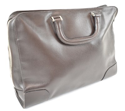 Lot 3 - VALEXTRA; a brown textured leather bag, 41 x...