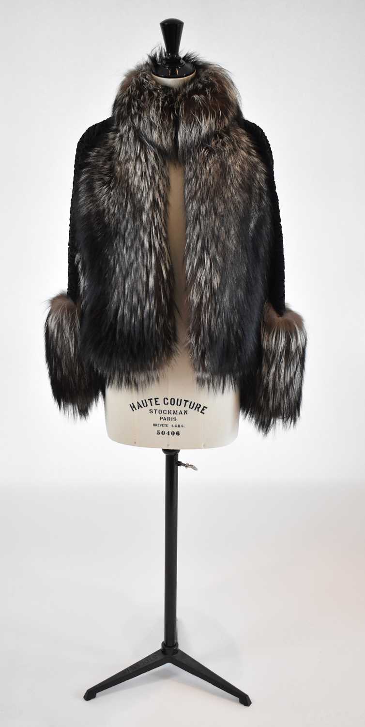 Lot 11 - LOEWE; a short black Persian lamb jacket with...