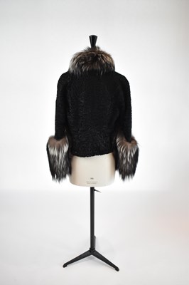 Lot 11 - LOEWE; a short black Persian lamb jacket with...