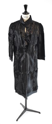 Lot 20 - OSCAR DE LA RENTA; a black short fur full...