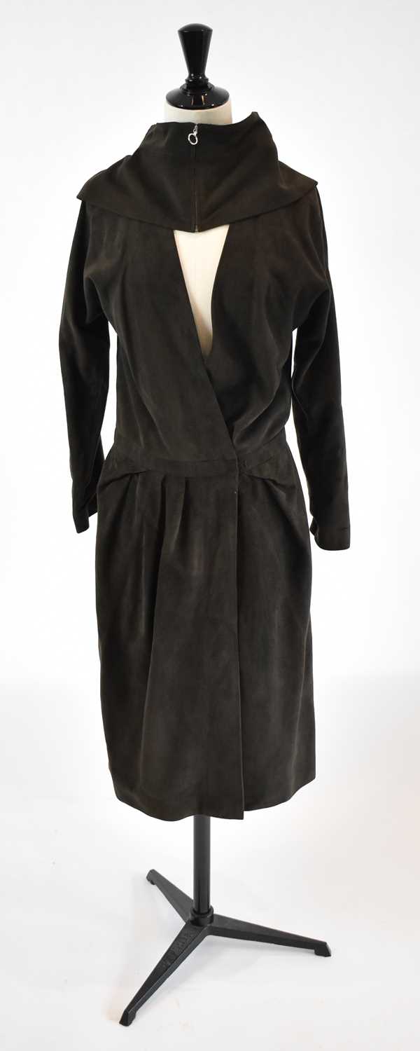 Lot 24 - LOEWE; a brown 42 full length coat with...