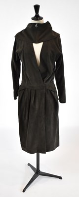 Lot 24 - LOEWE; a brown 42 full length coat with...