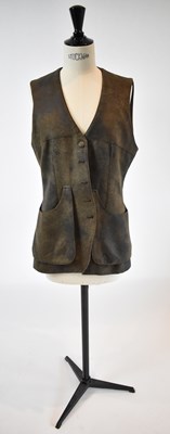 Lot 32 - T.BA; a khaki leather effect hunting waistcoat,...