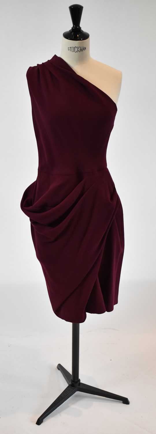 Lot 41 - ROKSANDA; a red 100% wool one shoulder evening...
