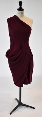 Lot 41 - ROKSANDA; a red 100% wool one shoulder evening...