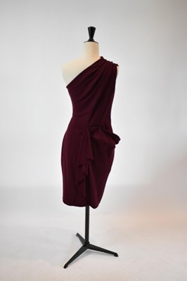Lot 41 - ROKSANDA; a red 100% wool one shoulder evening...