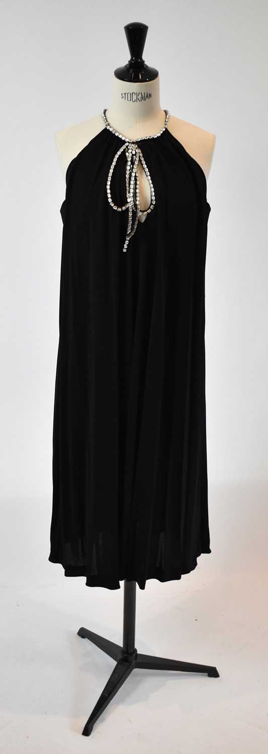 Lot 43 - AZZARO; a black evening dress with diamante...