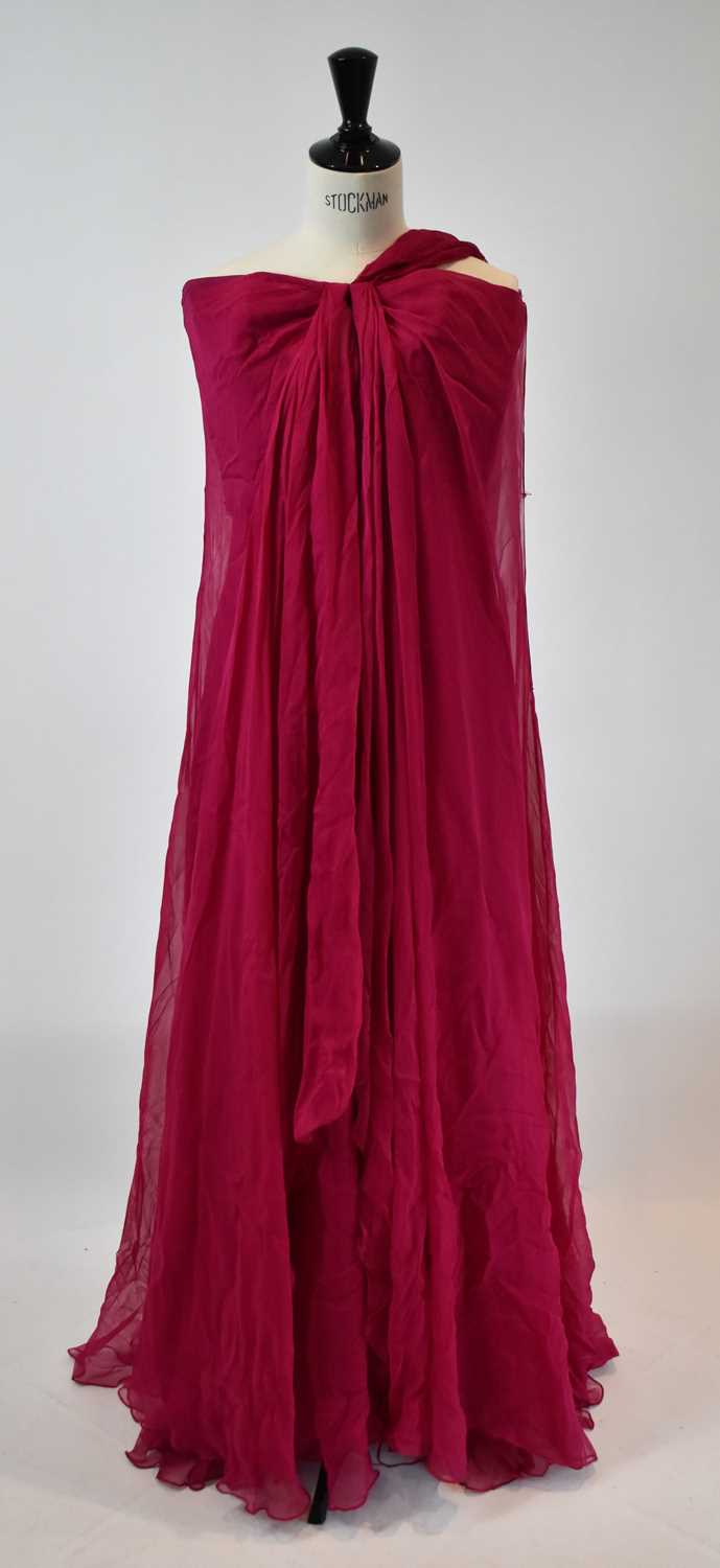 Lot 44 - GUCCI; a fuscia pink 100% silk full length...