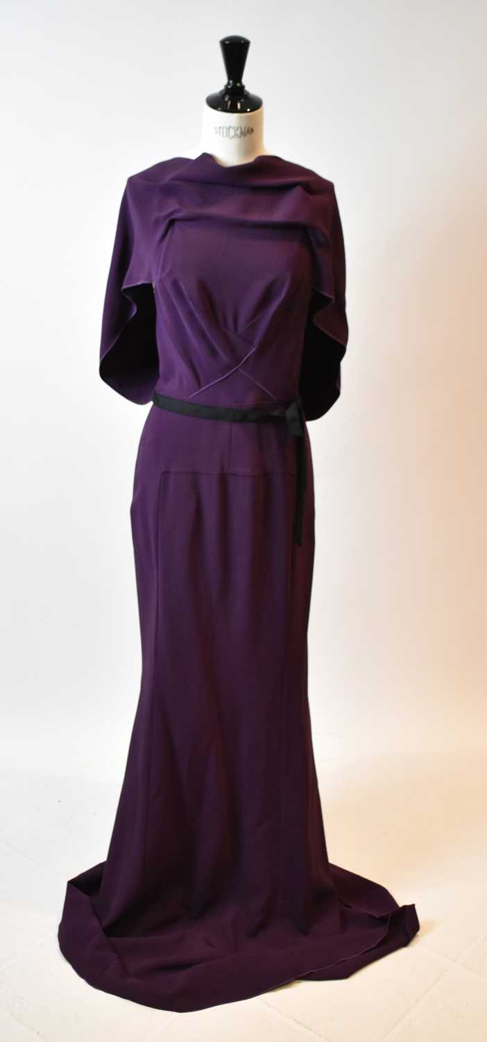 Lot 67 - ROLAND MOURET; a grape coloured double crepe...