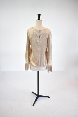 Lot 84 - CHRISTIES A PORTER; a beige 100% silk and...