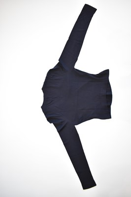 Lot 90 - ALAIA; a navy blue 100% wool V-neck sweater,...