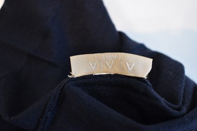 Lot 90 - ALAIA; a navy blue 100% wool V-neck sweater,...