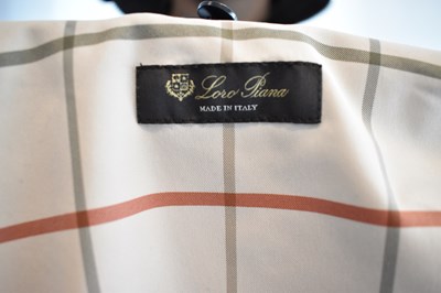 Lot 112 - LORO PIANA; a dark grey cashmere part lined...