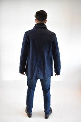 Lot 122 - LORO PIANA; a navy blue 100% cashmere double...