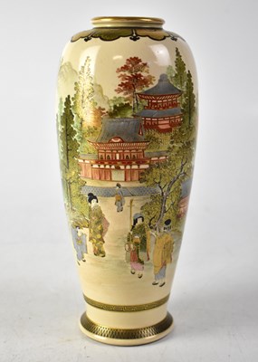 Lot 413 - An early 20th century Satsuma slender baluster vase