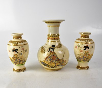 Lot 415 - A pair of early/mid-20th century Satsuma baluster vases