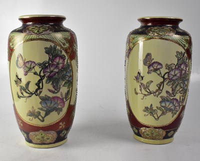Lot 419 - A pair of 20th century Satsuma baluster vases