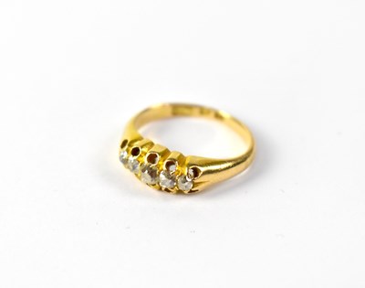 Lot 1013 - An 18ct gold five-stone diamond ring