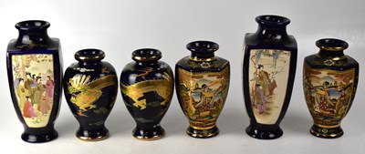 Lot 485 - Six Japanese Satsuma and other vases,...