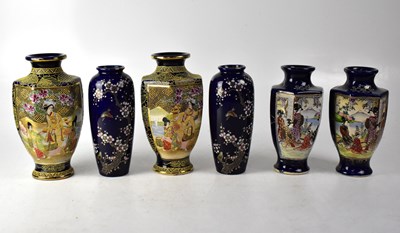 Lot 396 - A group of six early/mid-20th century Satsuma and other vases