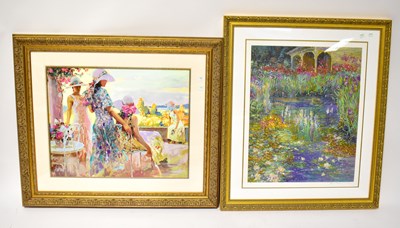 Lot 208 - A colour lithographic print depicting ladies in hats