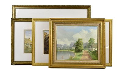 Lot 1461 - W H MULLER HEWITT; watercolour, cottage scene,...